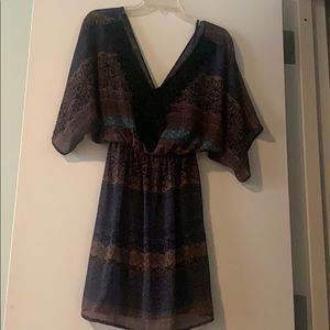 Blue, maroon, and black dress